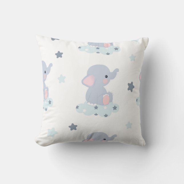 Cojín Decorativo Sueños de elefantes nubosos (Anverso)