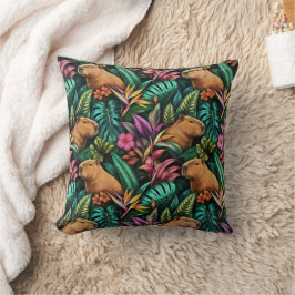 Cojín Decorativo Sueños de Jungla de Carpincho Patrón de Superficie