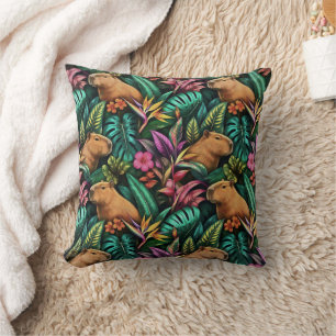 Cojín Decorativo Sueños de Jungla de Carpincho Patrón de Superficie