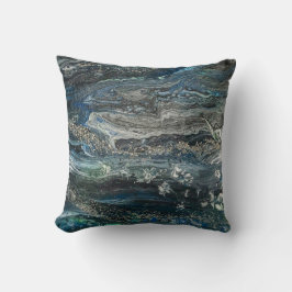 Cojín Decorativo Sueños de la pintura acrílica del Océano 19 en gri