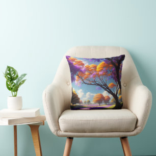 Cojín Decorativo Sueños De Lavanda Bajo Los Cielos De Jacaranda,