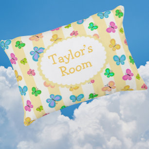 Cojín Decorativo Sueños de Mariposa Personalizado Amarillo Blanco R