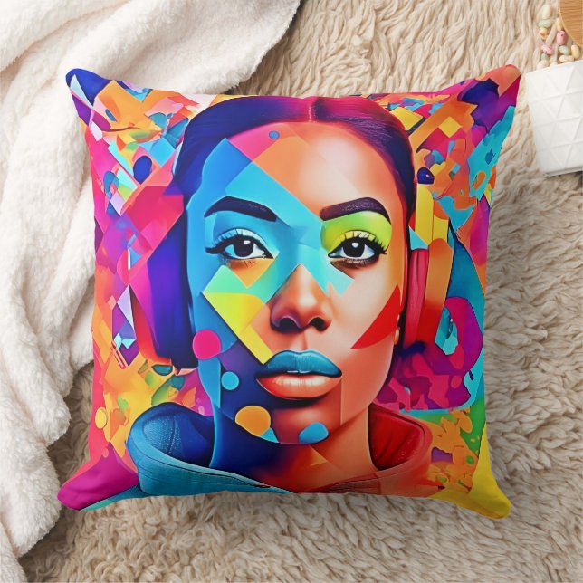 Cojín Decorativo Sueños de mujer neón Arte digital  (Manta)
