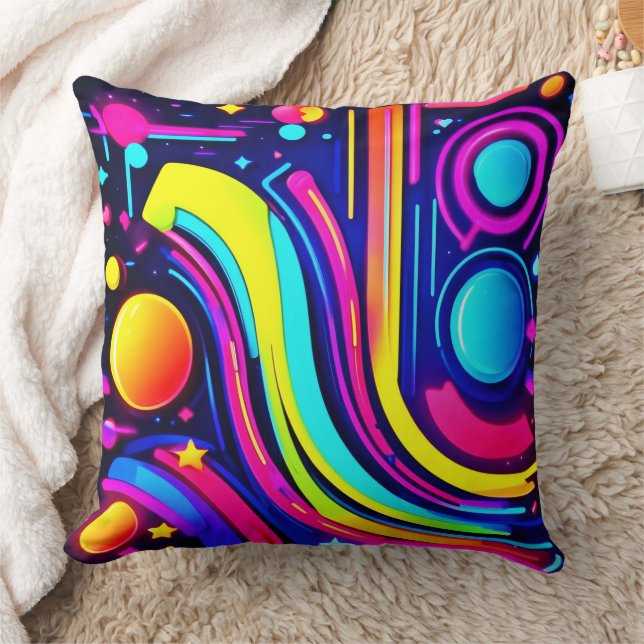 Cojín Decorativo Sueños de Neón: Una Odisea Digital Psicodélica (Manta)