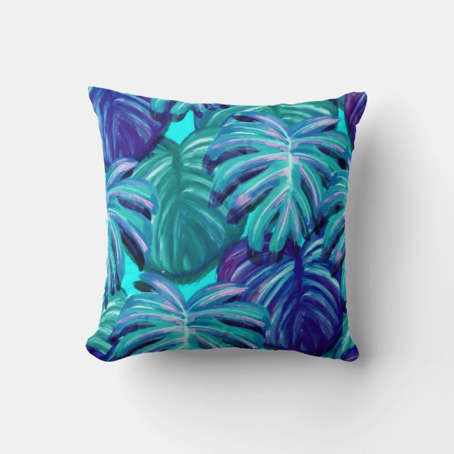 Cojín Decorativo Sueños de Palm Azul Pillow Reversible (Anverso)