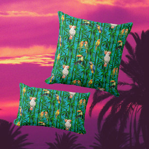 Cojín Decorativo Sueños de Selva Tropical Bambú Aves