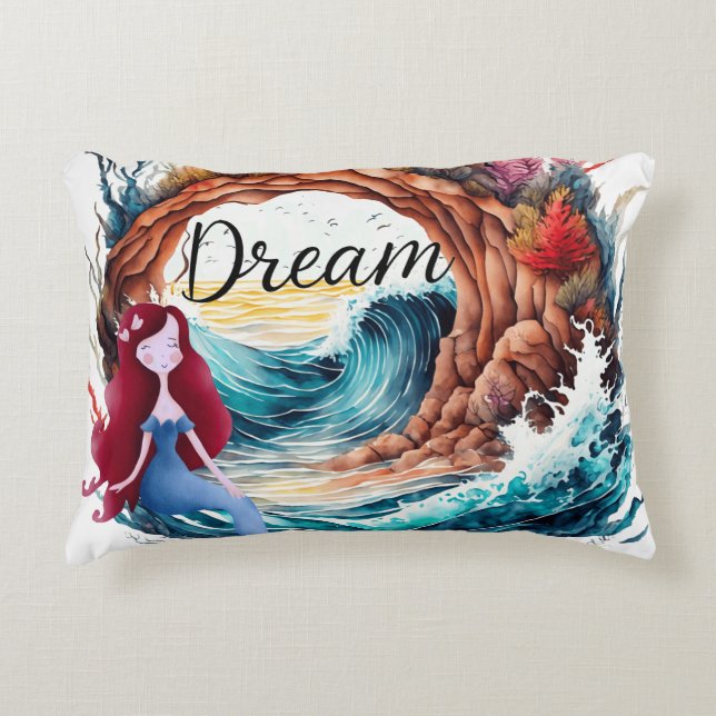 Cojín Decorativo Sueños de sirena junto al mar (Anverso)