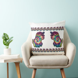 Cojín Decorativo Sueños de Tie Dye: El Unicornio Vibrante