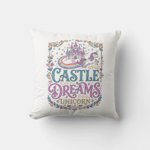 Cojín Decorativo Sueños del Castillo de Unicornio Unicornio Fondo B