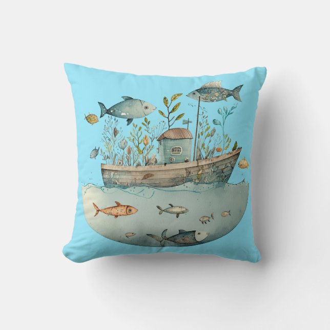 Cojín Decorativo "Sueños Submarinos" Personalizable  (Anverso)