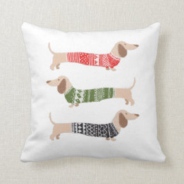 Cojín Decorativo Suéter de Navidad de perros salchicha Dachshund Fi