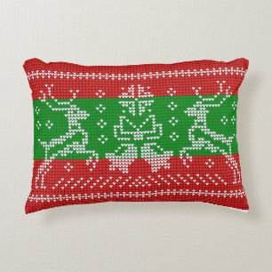 Cojín Decorativo Suéter feo campanas de cascabel Navidad renos ganc