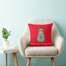 Cojín Decorativo Suéter feo de gato divertido y sarcástico de Navid
