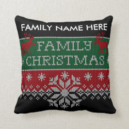 Cojín Decorativo Suéter feo personalizado del navidad de la familia