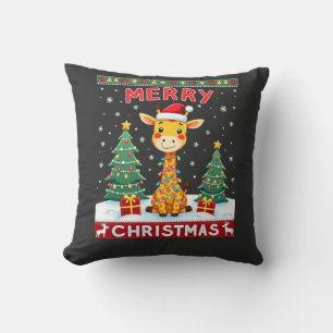 Cojín Decorativo Suéteres feos de Navidad de jirafa divertido sombr
