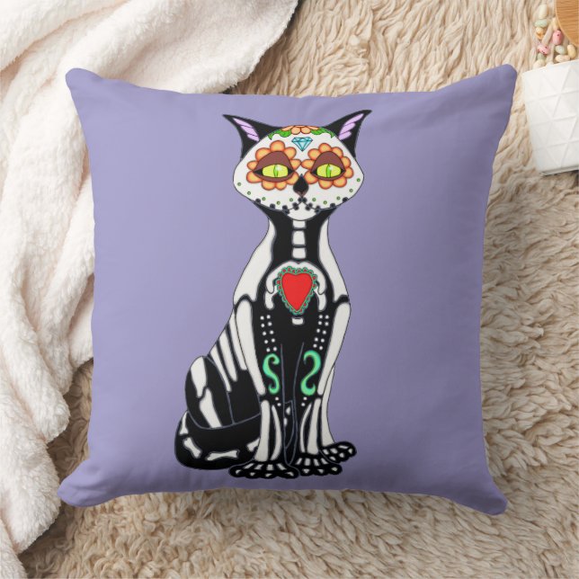 Cojín Decorativo Sugar Skull Cat (Manta)