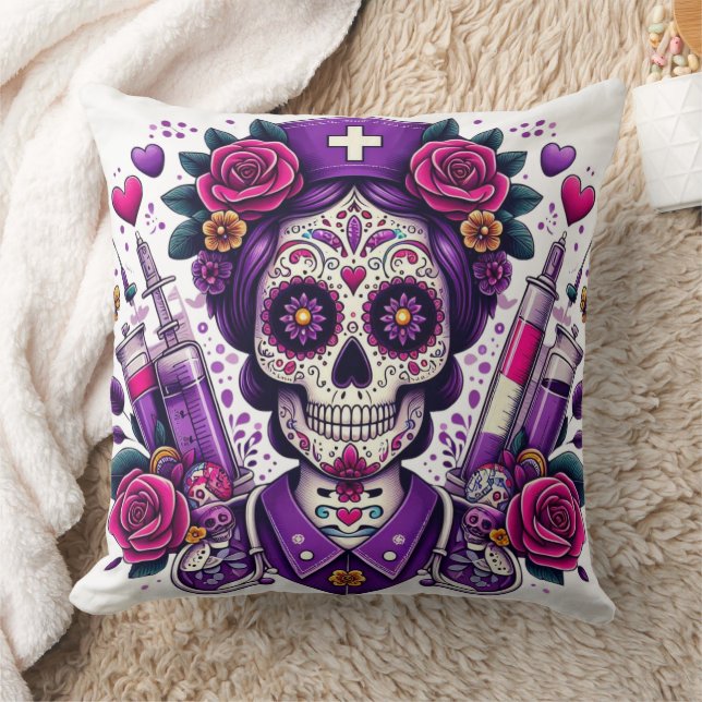 Cojín Decorativo Sugar Skull Nurse (Manta)