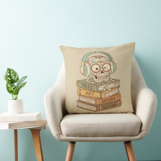 Cojín Decorativo Sugar Skull Passionate About Reading