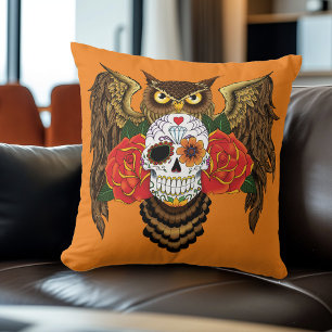 Cojín Decorativo Sugar Skull Rosa Owl