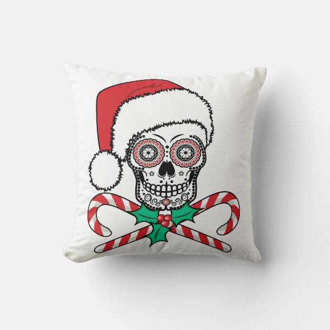 Cojín Decorativo Sugar Skull Santa (Anverso)