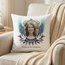 Cojín Decorativo Suicide Loss Memorial Angel Wing Custom Photo Poem