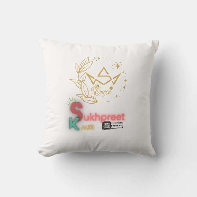 Cojín Decorativo Sukhpreet Kaur Personalizado Pillow | Diseño elega (Anverso)