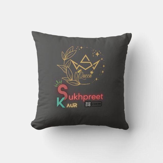 Cojín Decorativo Sukhpreet Kaur Personalizado Pillow | Diseño elega (Anverso)