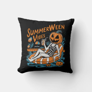 Cojín Decorativo Summerween Vibes Spookone Summer Pumpkin Cute
