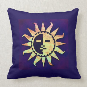 Cojín Decorativo Sun de oro en púrpura
