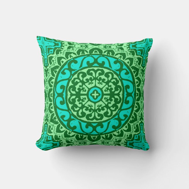 Cojín Decorativo Sun Mandala del suroeste, Lime Green (Anverso)