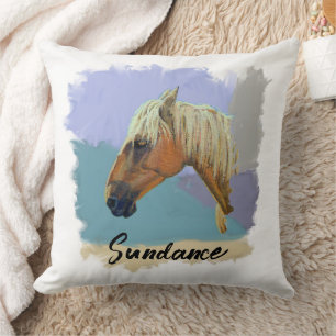 Cojín Decorativo "Sundance" - Retrato de Caballo - Personalice su
