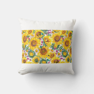 Cojín Decorativo Sunflower acuarela verano vintage sin costuras
