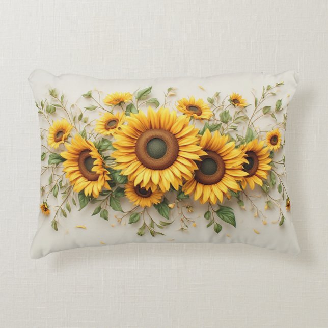 Cojín Decorativo Sunflower Bouquet Botanical Art (Anverso)