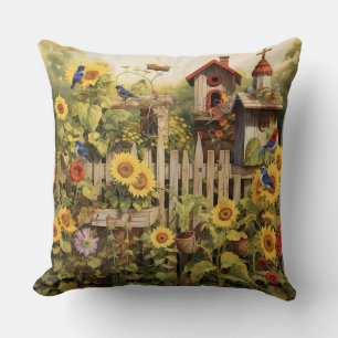Cojín Decorativo Sunflower Garden 14 Casas de Aves Azules