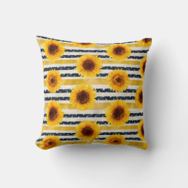 Cojín Decorativo Sunflower Stripes Navy & Yellow 