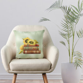 Cojín Decorativo Sunflower Yellow Books Watercolor