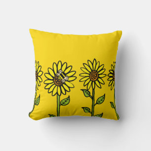 Cojín Decorativo Sunflowers and Bumble Bee Bright Happy