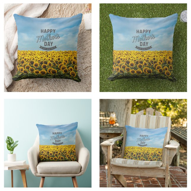 Cojín Decorativo Sunflowers Elegante Elegante Mejor Mamá Floral (Sunflowers Stylish Elegant Best Mom Ever Floral pillows)