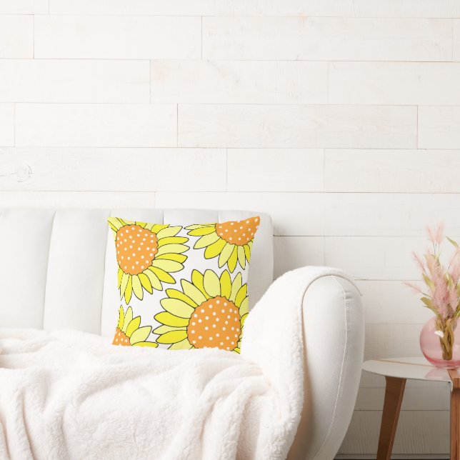 Cojín Decorativo Sunflowers Naranja Amarillo de cuatro manos (Sofá)