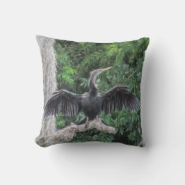 Cojín Decorativo Sunlit Anhinga on a Mossy Branch