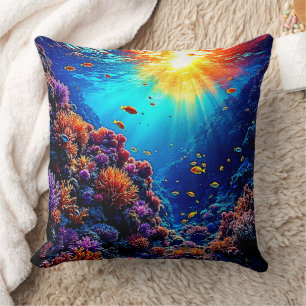 Cojín Decorativo Sunlit Coral Reef Wonderland