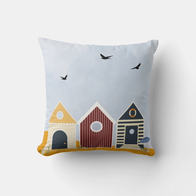 Cojín Decorativo Sunny Beach Huts Pillows De Verano (Anverso)