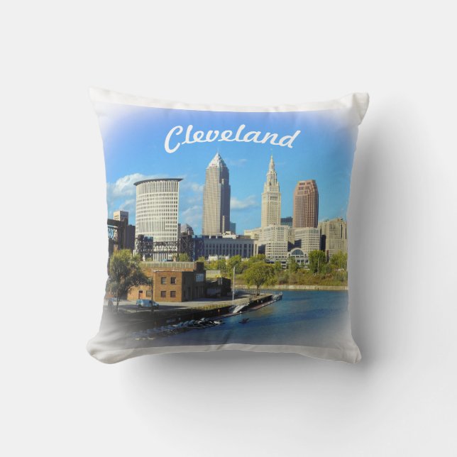 Cojín Decorativo Sunny Cleveland River View (Anverso)