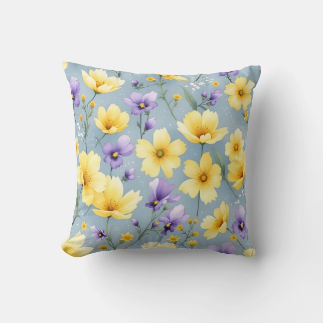 Cojín Decorativo Sunny Floral Meadow Pattern.Moderno exterior (Anverso)