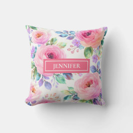 Cojín Decorativo Sunrise Floral Boho Custom Name Design            