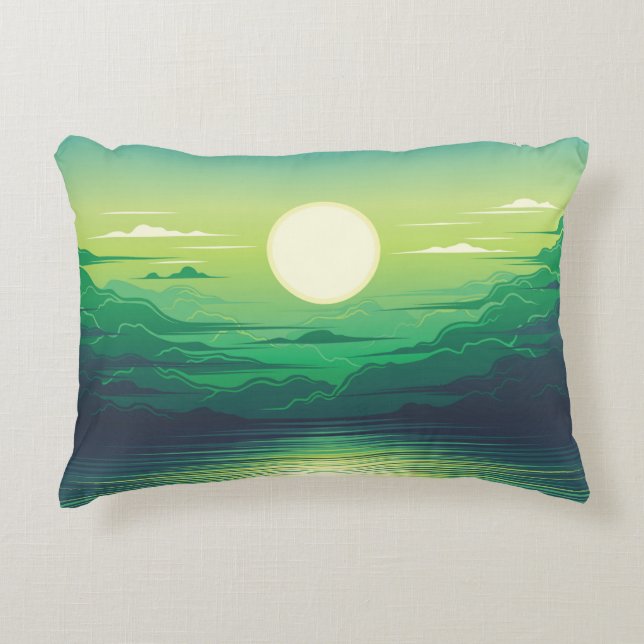 Cojín Decorativo Sunrise in the sea illustration apparel,art,beauti (Anverso)