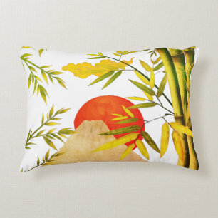 Cojín Decorativo Sunrise Japonesa Oriental Con Bambú