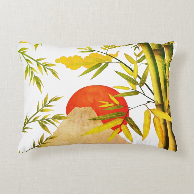 Cojín Decorativo Sunrise Japonesa Oriental Con Bambú (Anverso)