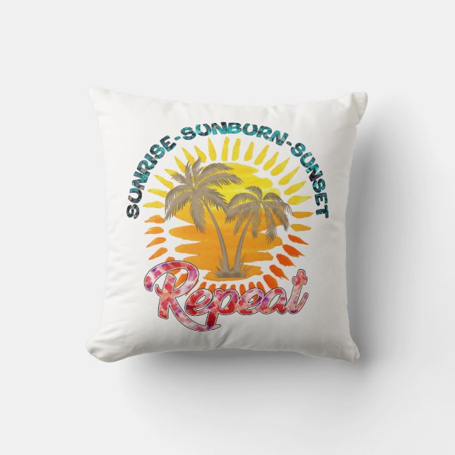 Cojín Decorativo Sunrise-Sunburn-Sunset-Repetir | Palm Trees dorado (Anverso)