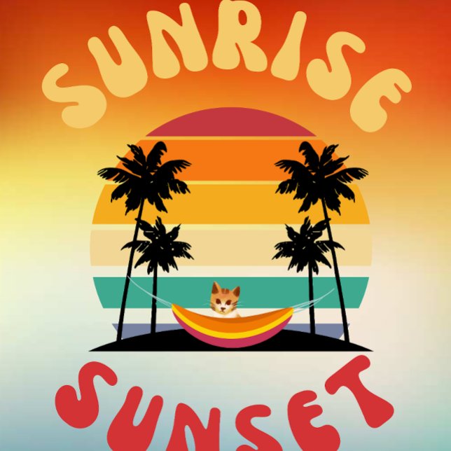 Cojín Decorativo Sunrise Sunset pone un gato en una hamaca (Subido por el creador)